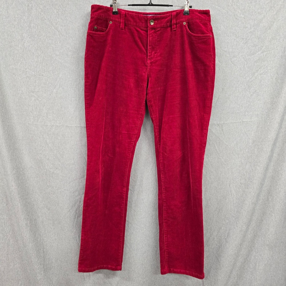 Vineyard Vines Womens Red Corduroy Pants Straight Leg Stretch Size 12
